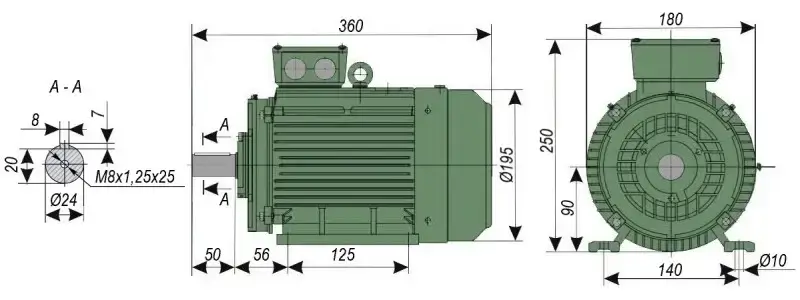 Габаритные размеры АИР 90 L2 IM1081