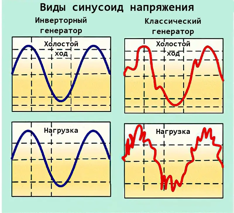 Виды синусоид напряжения генераторов Синусоиды напряжения