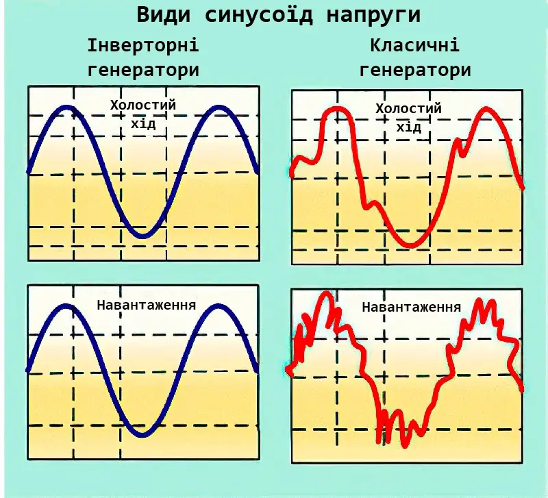 Види синусоїд напруги генераторів Синусоїди напруги