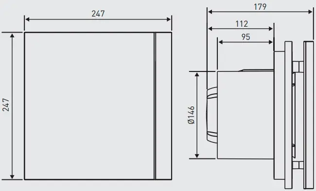 Розміри вентилятора Soler&Palau Silent-300 CZ Silver Design 3C Габаритні розміри Soler&Palau Silent-300 CZ Silver Design 3C