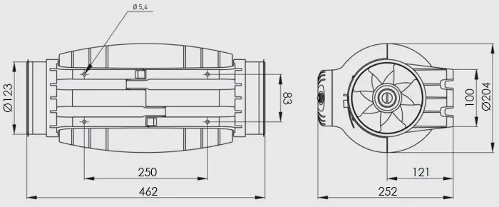 Габаритні розміри Soler&Palau TD-350/100-125 SILENT ECOWATT
