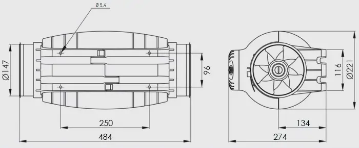 Габаритні розміри Soler&Palau TD-500/150-160 SILENT T