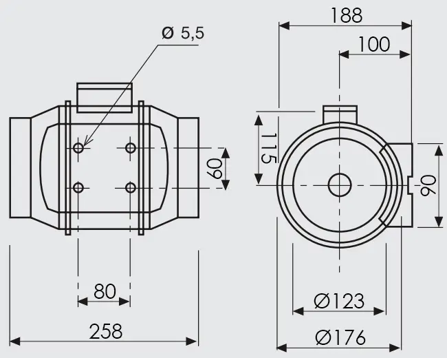 Габаритні розміри Soler&Palau TD-350/125 T