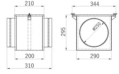 Розміри фільтра Turbovent КФЖ 250 Габаритні розміри Турбовент КФЖ 250