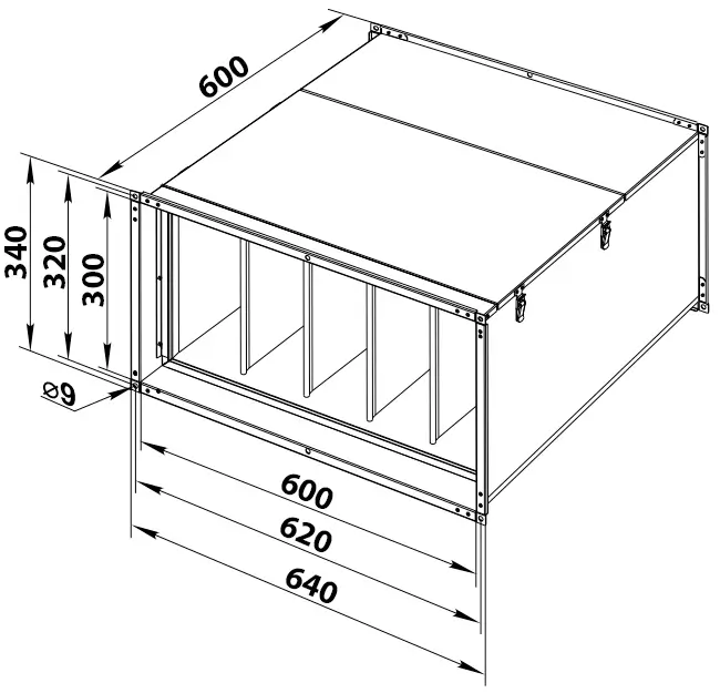 Размеры фильтра VENTS ФБК 600x300-5 Габаритные размеры ВЕНТС ФБК 600x300-5