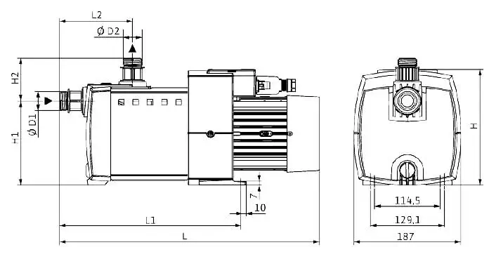 Габаритні розміри насоса Wilo HiMulti 3